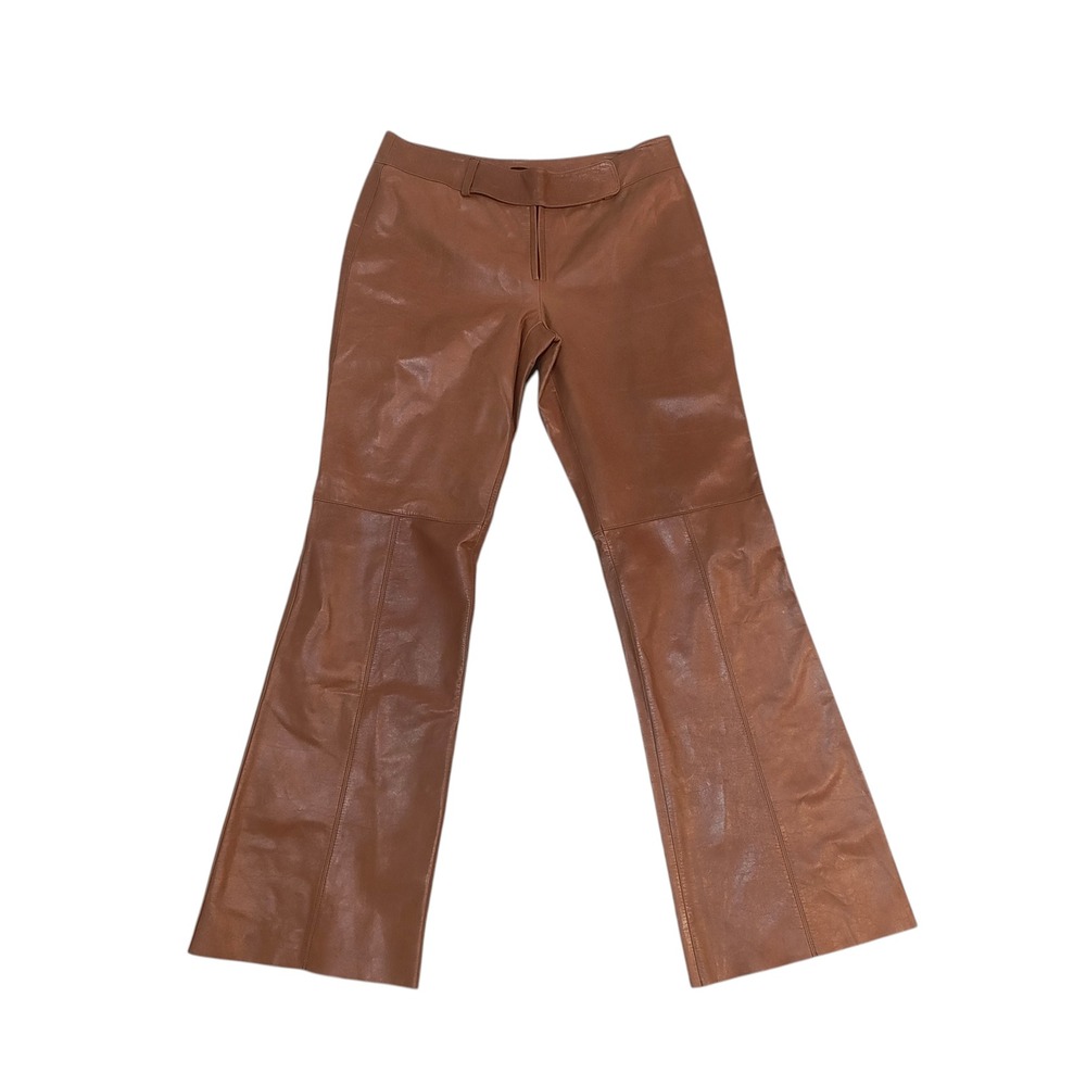 Bebe Brown 100% Leather Pants Vintage Flare‎ Western Retro Hippie Baddie Size 8